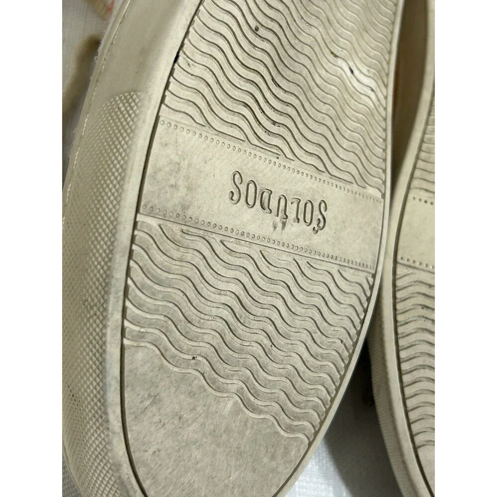 Soludos White Leather Shoe Women's Size 9 Rainbow Sunrise Embroidery Retro 80s